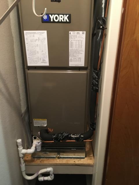 Very tight installation, straight lines, drain overflow control. Drain clean out, filter base, wires secure. Units level and straight, new disconnects, flex conduit anchored. Adequate working space, vibration pads.